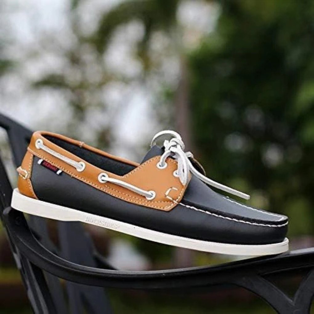 Men's Leather Boat Shoes - Brown
