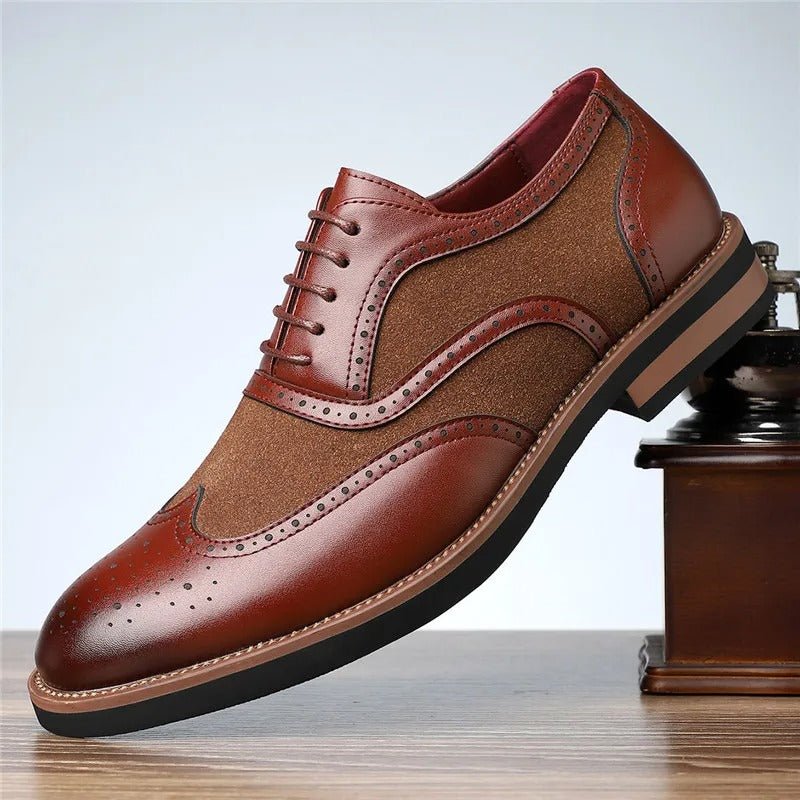 Men's Leather Wingtip Brogue Derby Shoes