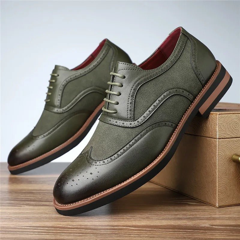 Men's Leather Wingtip Brogue Derby Shoes