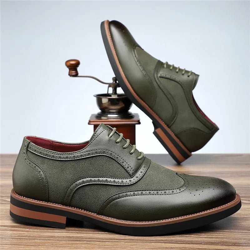 Men's Leather Wingtip Brogue Derby Shoes