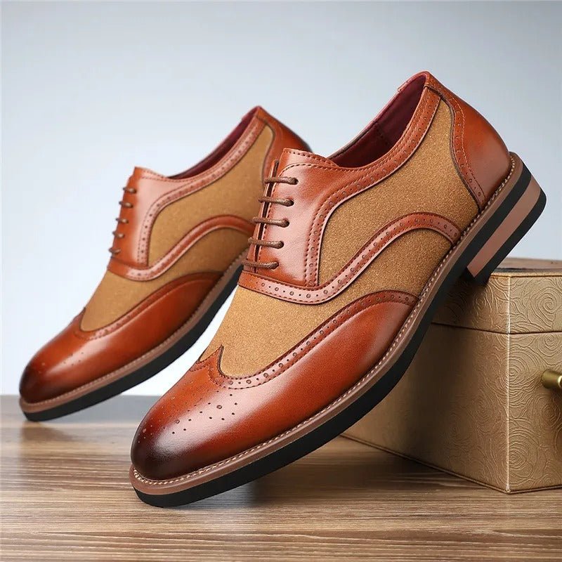 Men's Leather Wingtip Brogue Derby Shoes