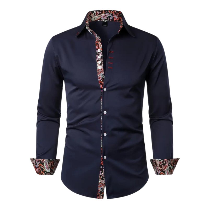 Men's Slim Paisley Shirt - Navy Blue