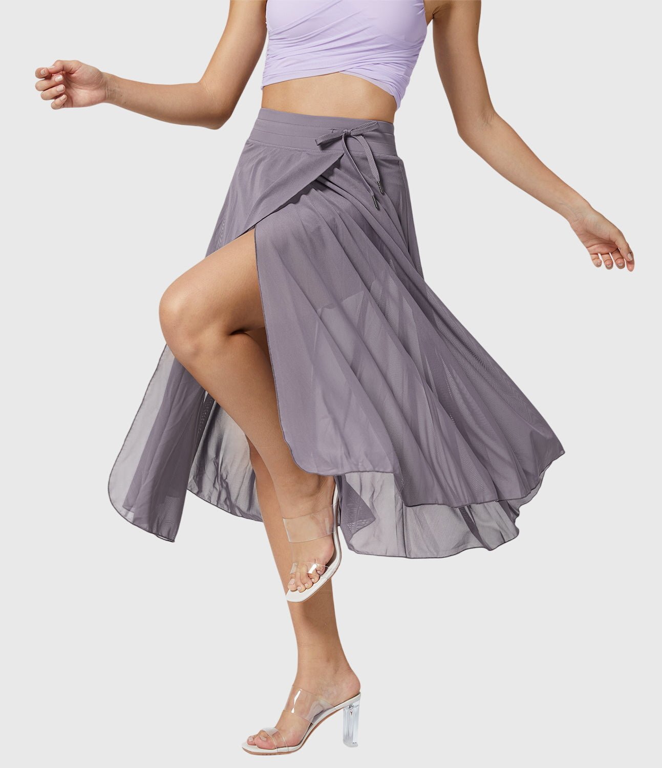 Women's Chiffon Wrap Midi Skirt - Purple