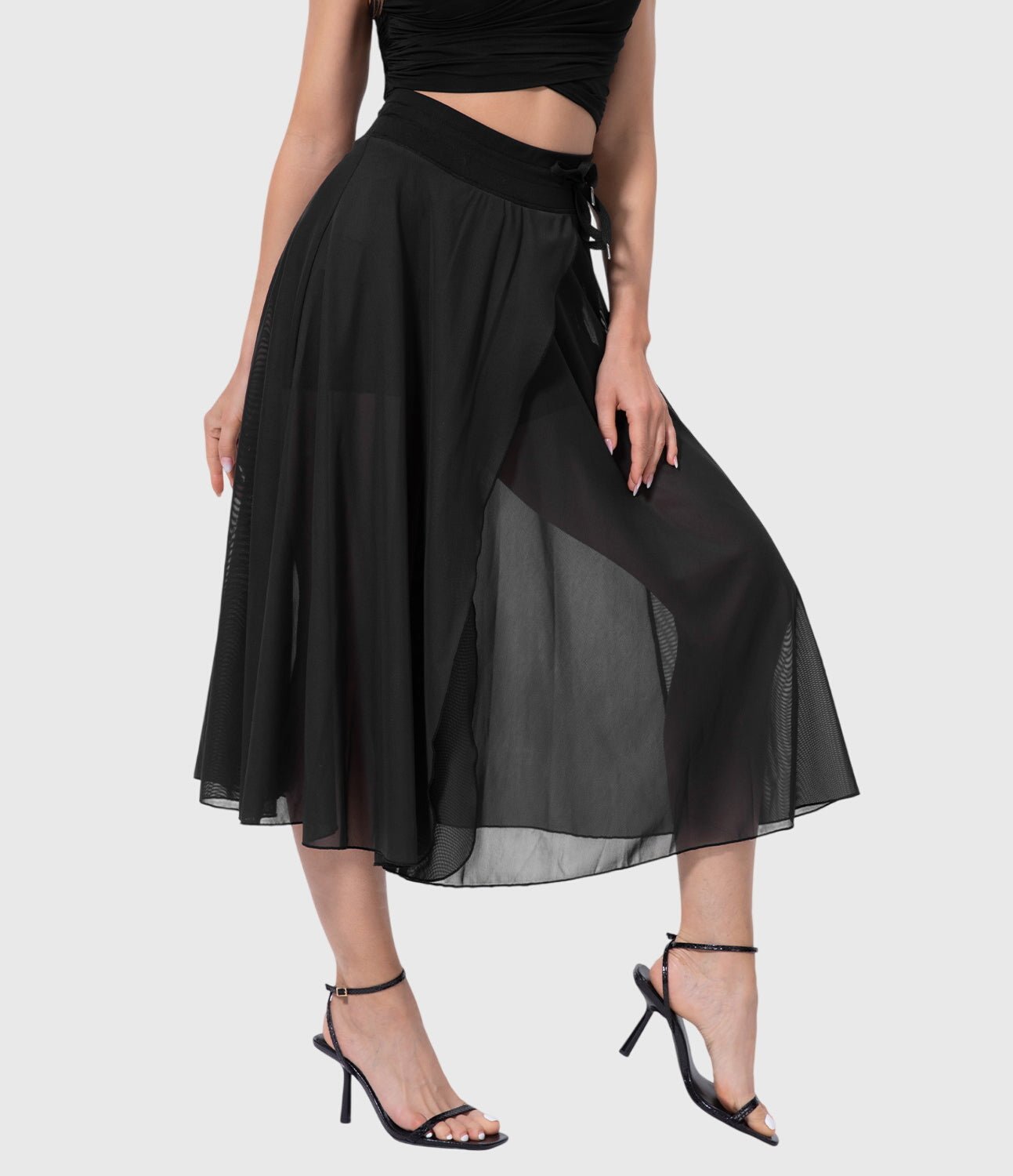 Women's Chiffon Wrap Midi Skirt - Black
