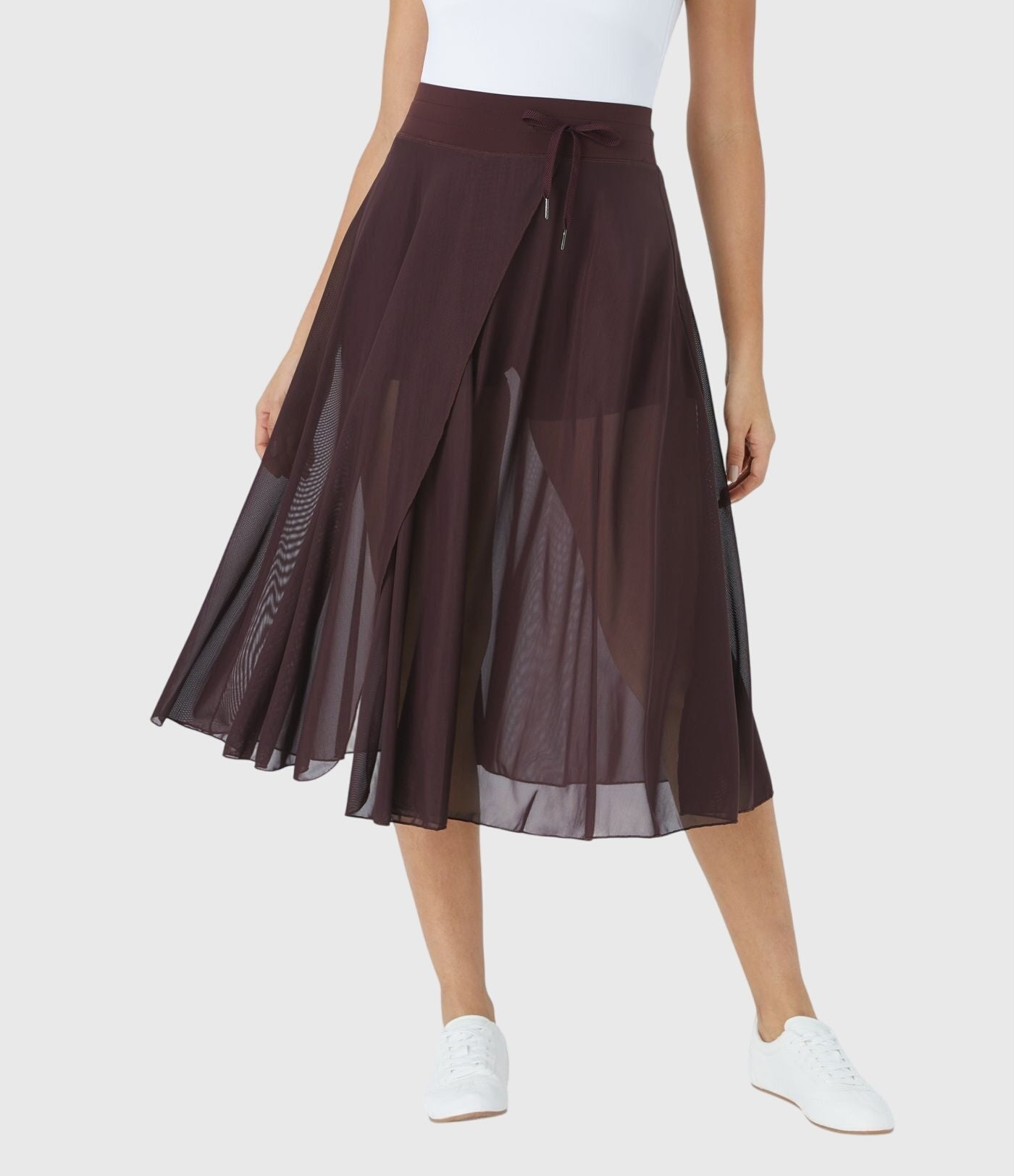Women's Chiffon Wrap Midi Skirt - Coffee