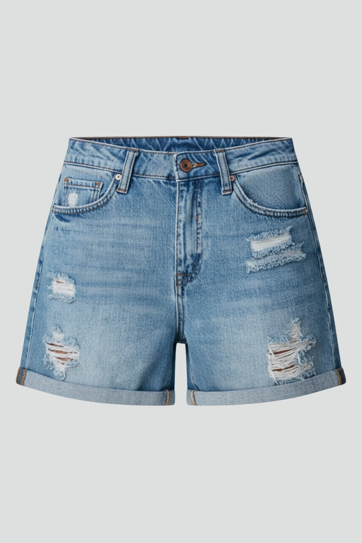 Distressed Denim Shorts