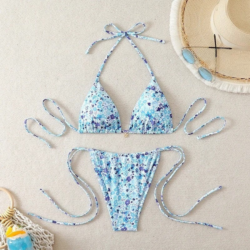 Floral Bikini Set - Light Blue