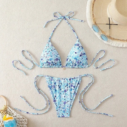 Floral Bikini Set - Light Blue