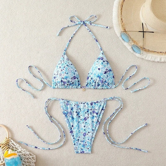 Floral Bikini Set - Light Blue