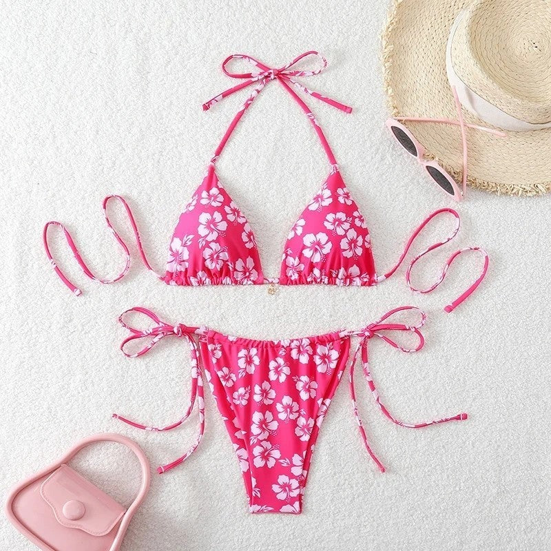 Floral Bikini Set - Fuchsia