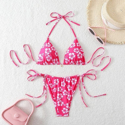 Floral Bikini Set - Fuchsia