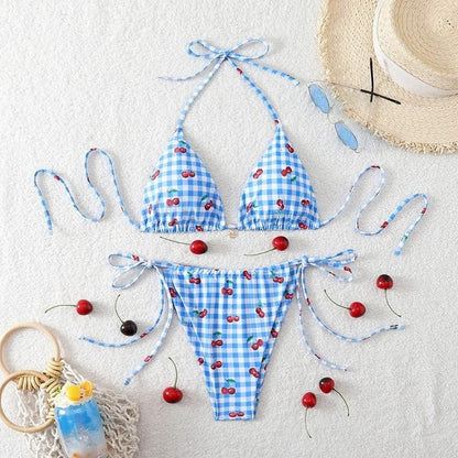 Floral Bikini Set - Sky Blue