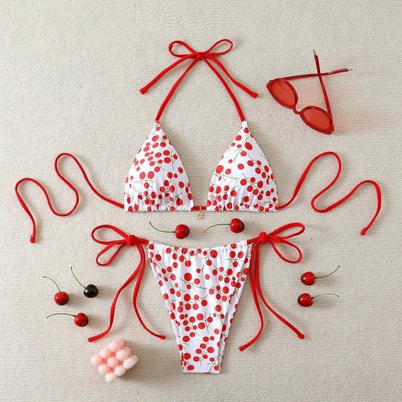 Floral Bikini Set - Crimson