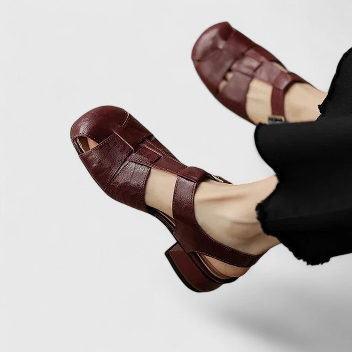 Women's Leather Block Heel Sandals