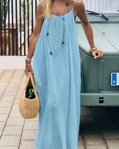 Sleeveless Summer Maxi Dress - Blue