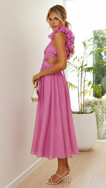 Backless Ruffle Maxi Dress