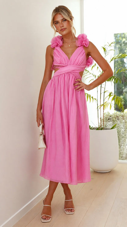 Backless Ruffle Maxi Dress