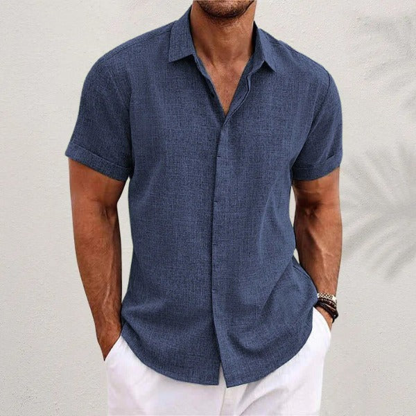 Short Sleeve Beach Shirt - DArk Blue