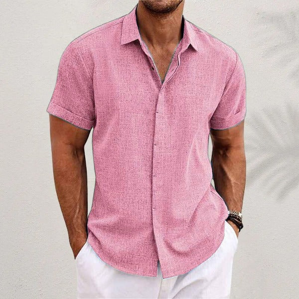 Short Sleeve Beach Shirt - Pink