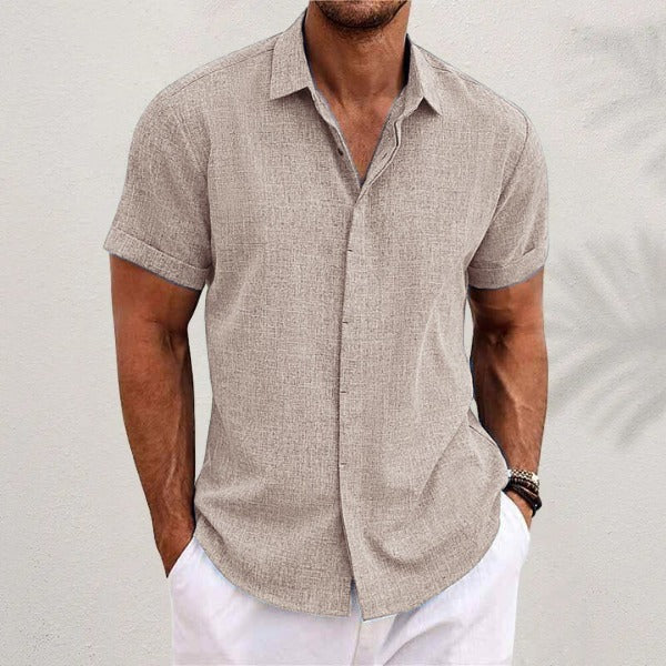 Short Sleeve Beach Shirt - Beige