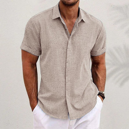 Short Sleeve Beach Shirt - Beige