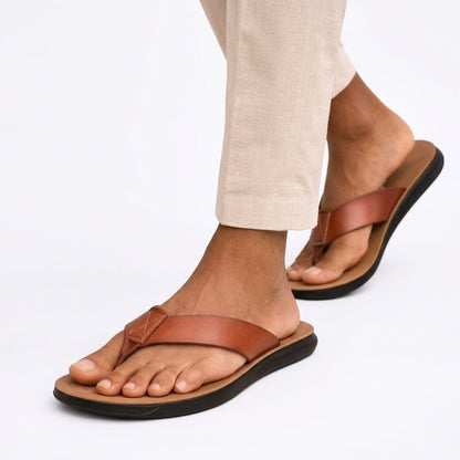Comfort Thong Walking Sandals - Brown
