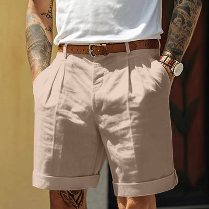 High Waisted Pleated Shorts - Khaki
