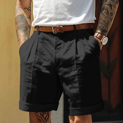 High Waisted Pleated Shorts - Black