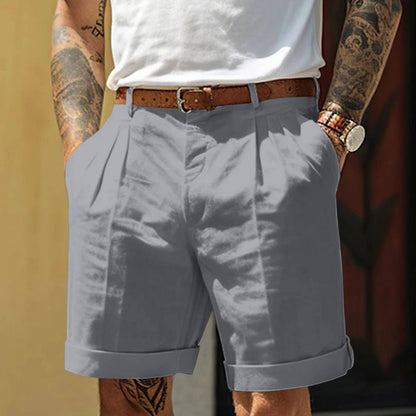 High Waisted Pleated Shorts - Gray