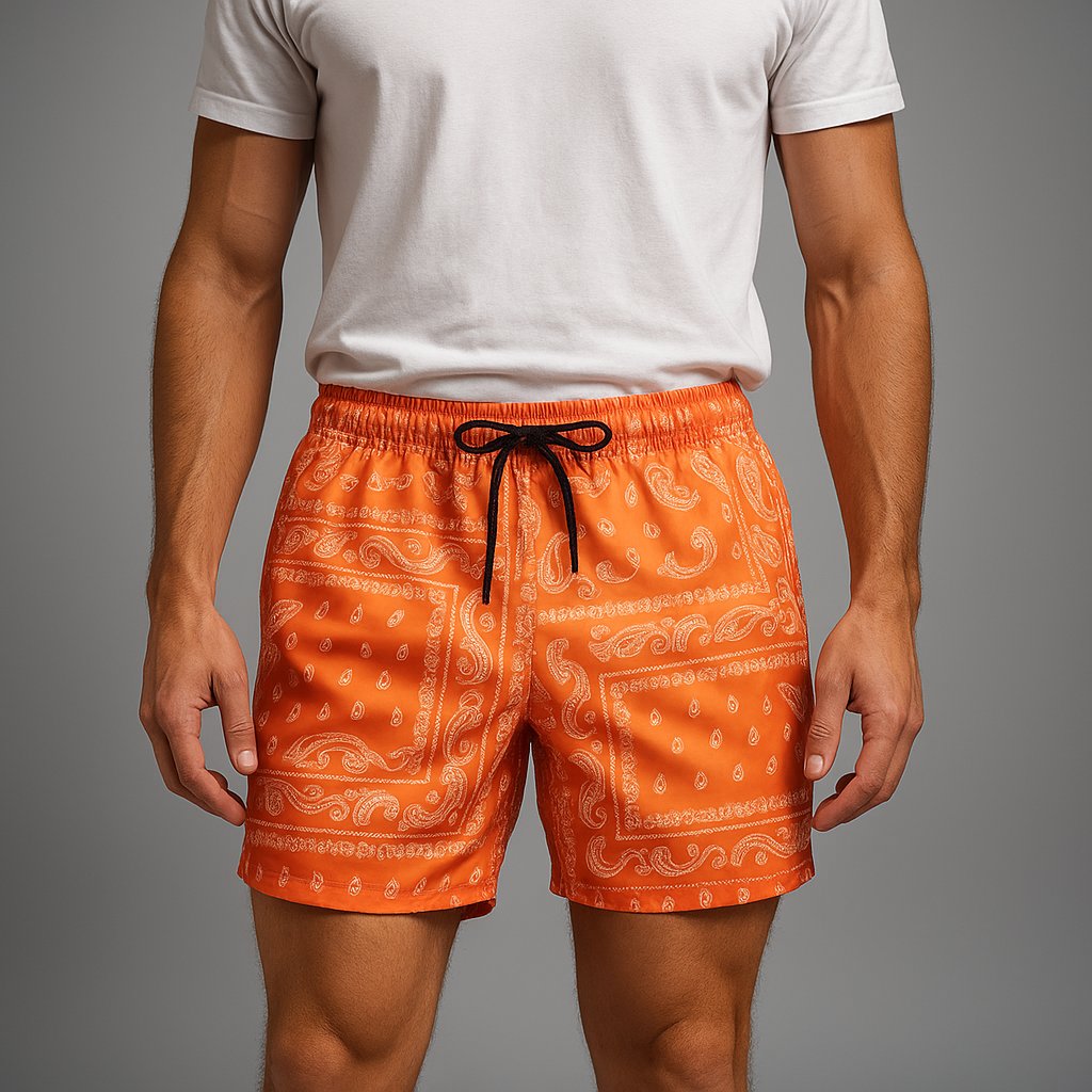 Men's Paisley Swim Shorts - Orange