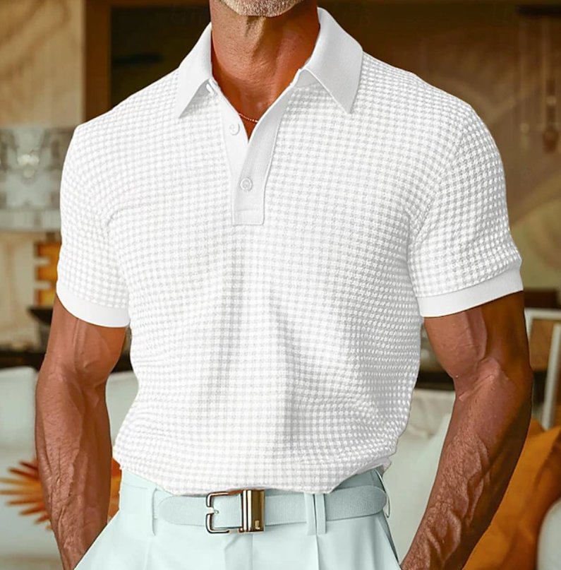 Men's Slim Knit Polo Shirt - White