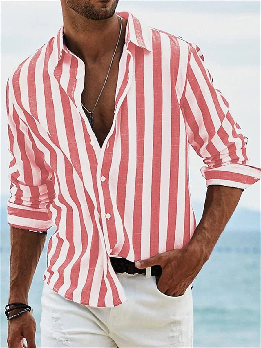 Men's Striped Shirt - Red