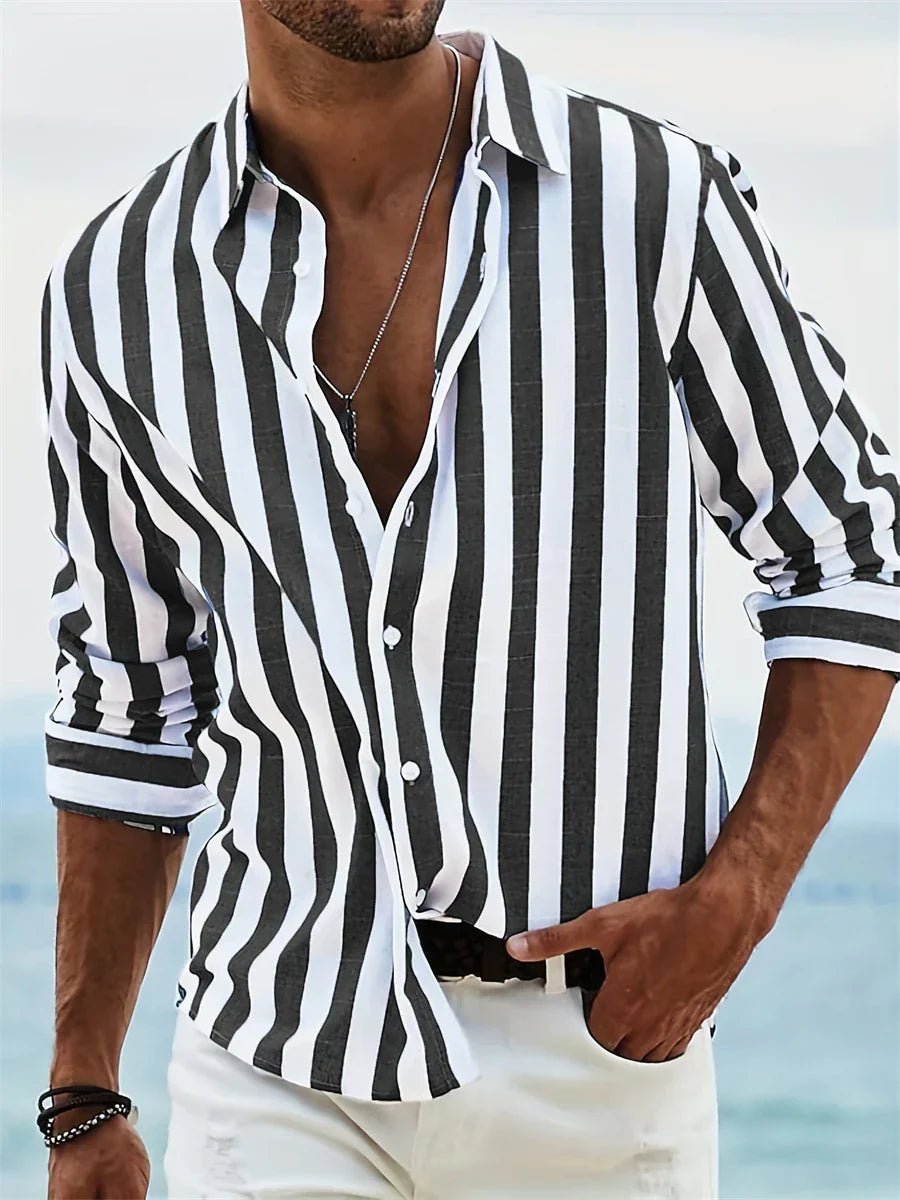 Men's Striped Shirt - Black
