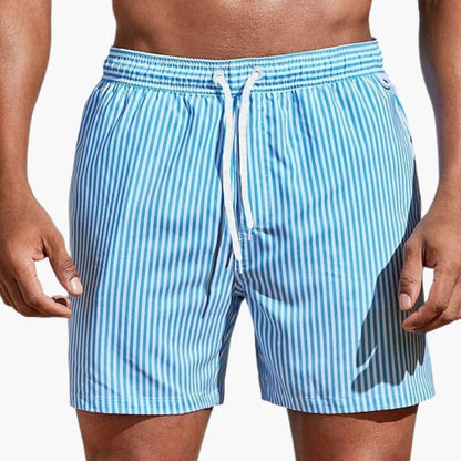 Striped Swim Trunks - Light Blue