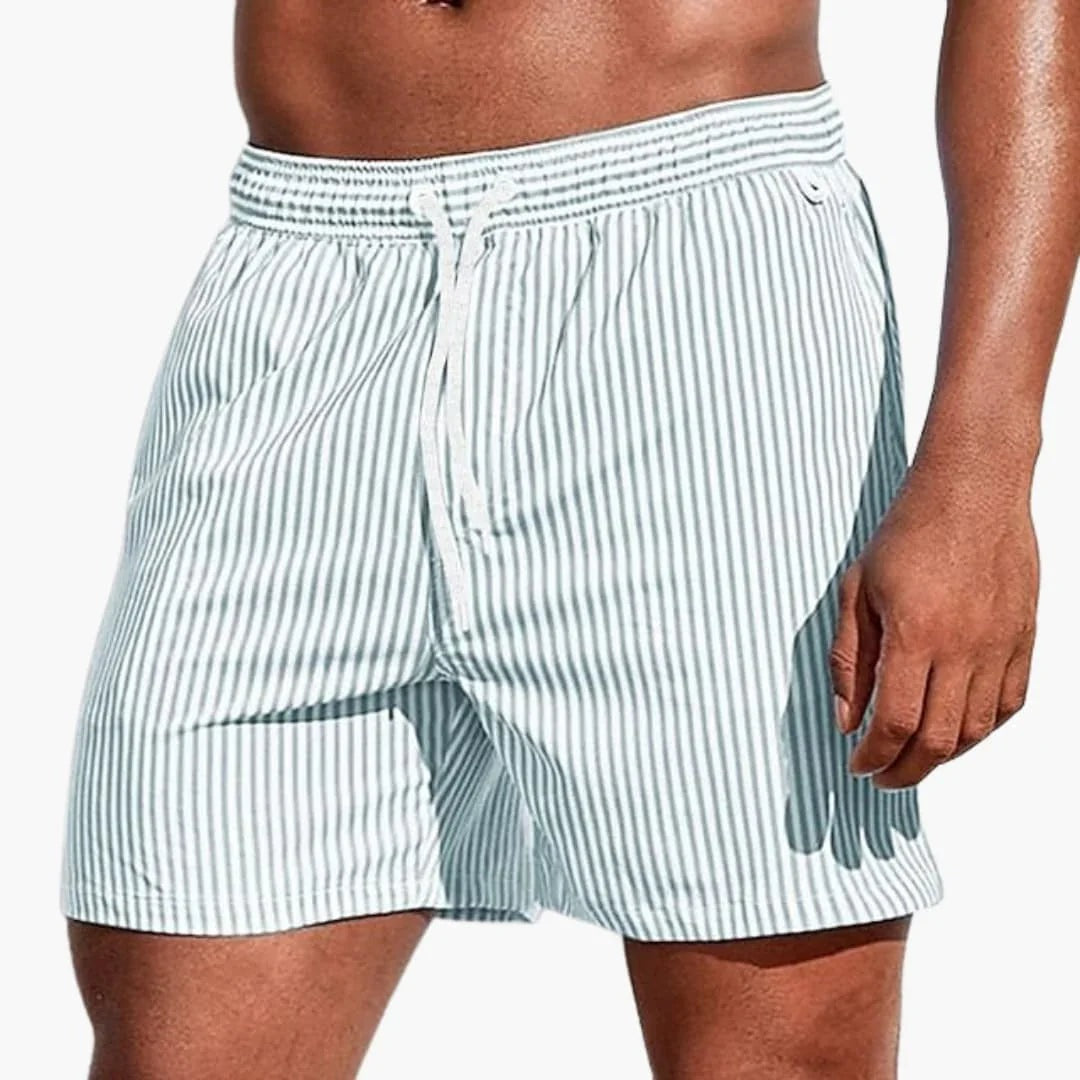 Striped Swim Trunks - Light Green