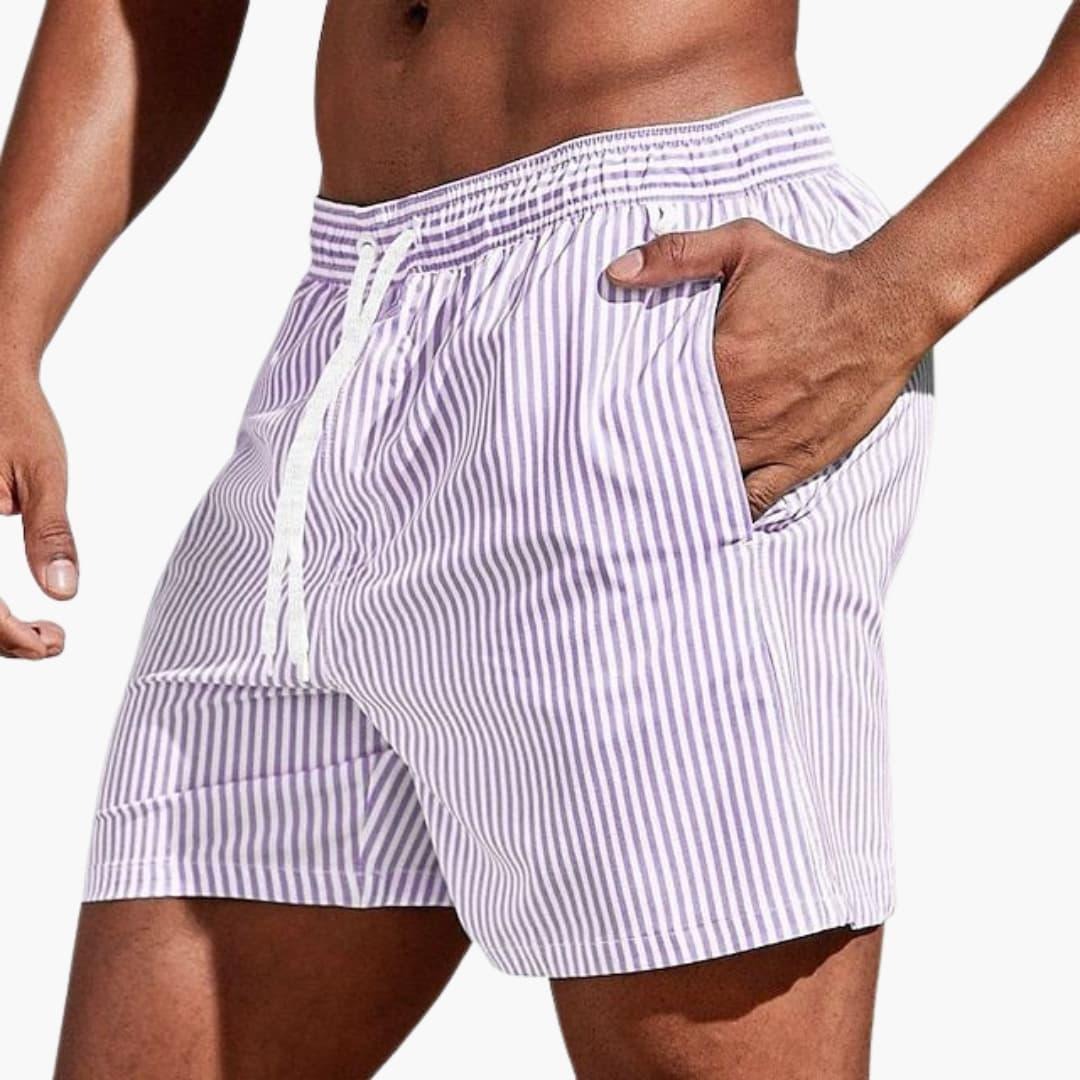 Striped Swim Trunks - Blushing Pink