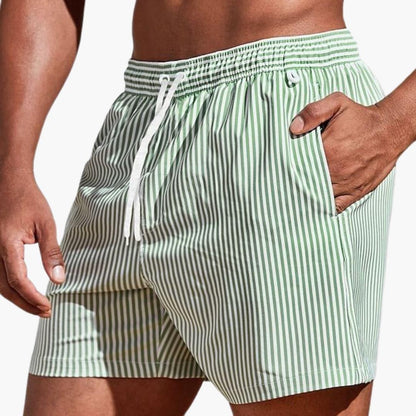 Striped Swim Trunks - Green