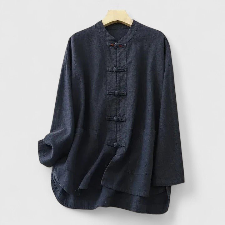 Men's Tang-Style Shirt Jacket - Navy Blue