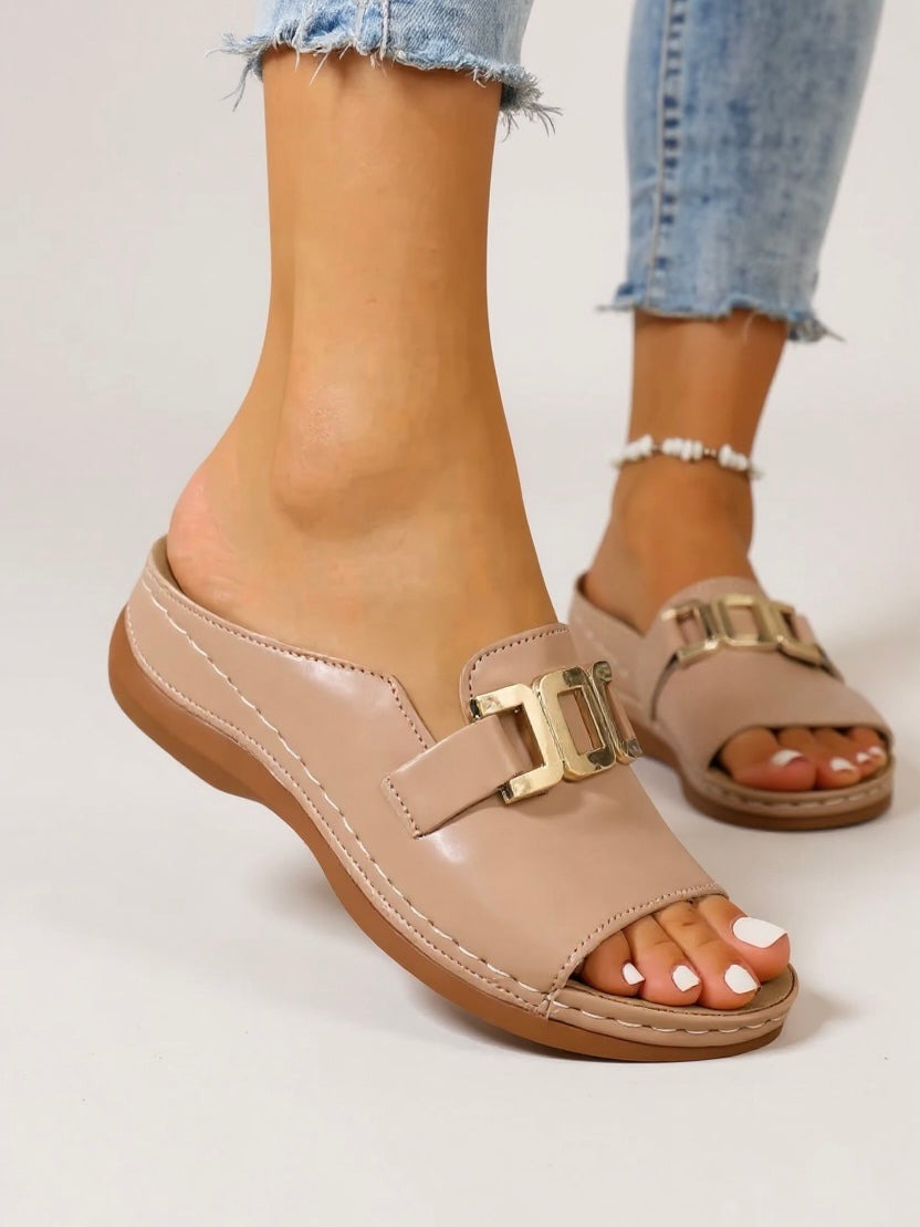 Low Wedge Slide Sandals