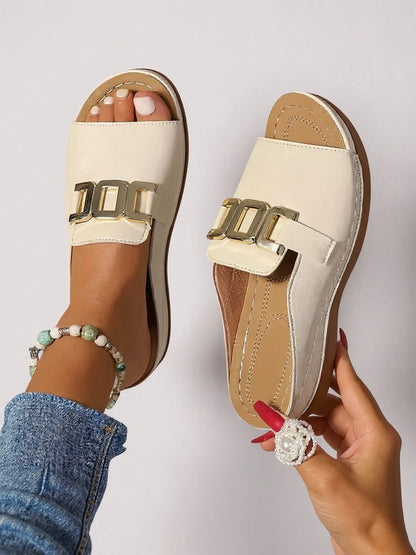 Low Wedge Slide Sandals