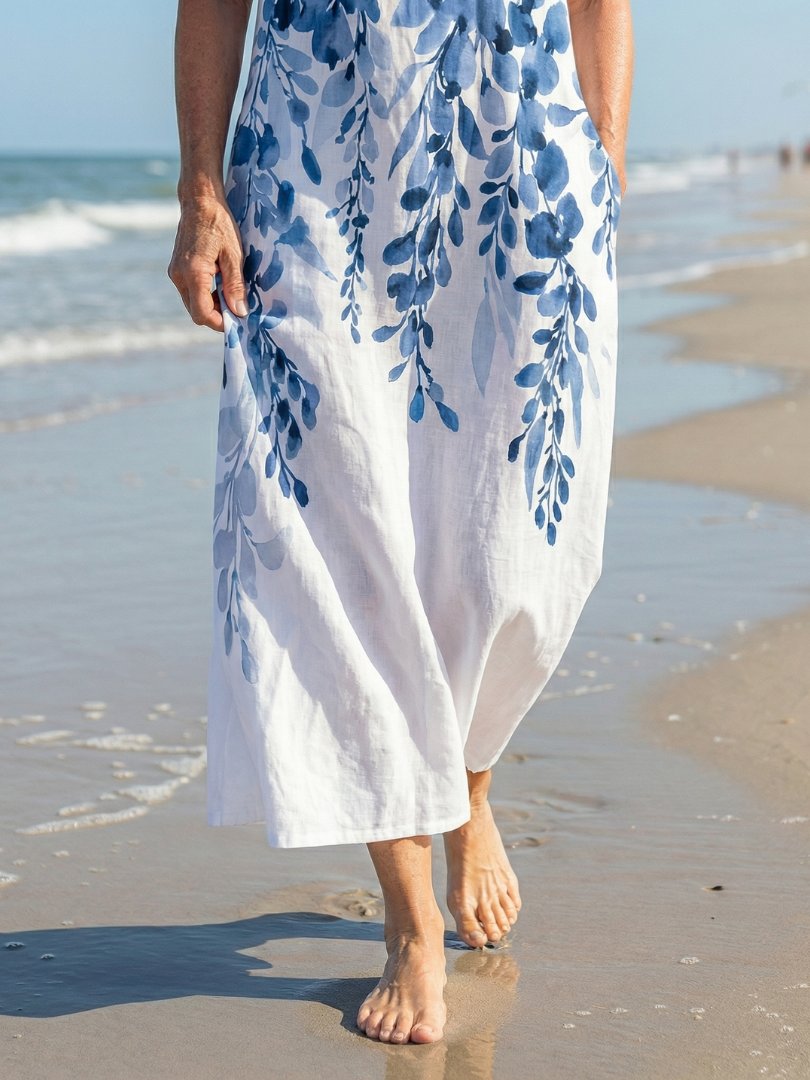 Women's Floral V-Neck Maxi Dress