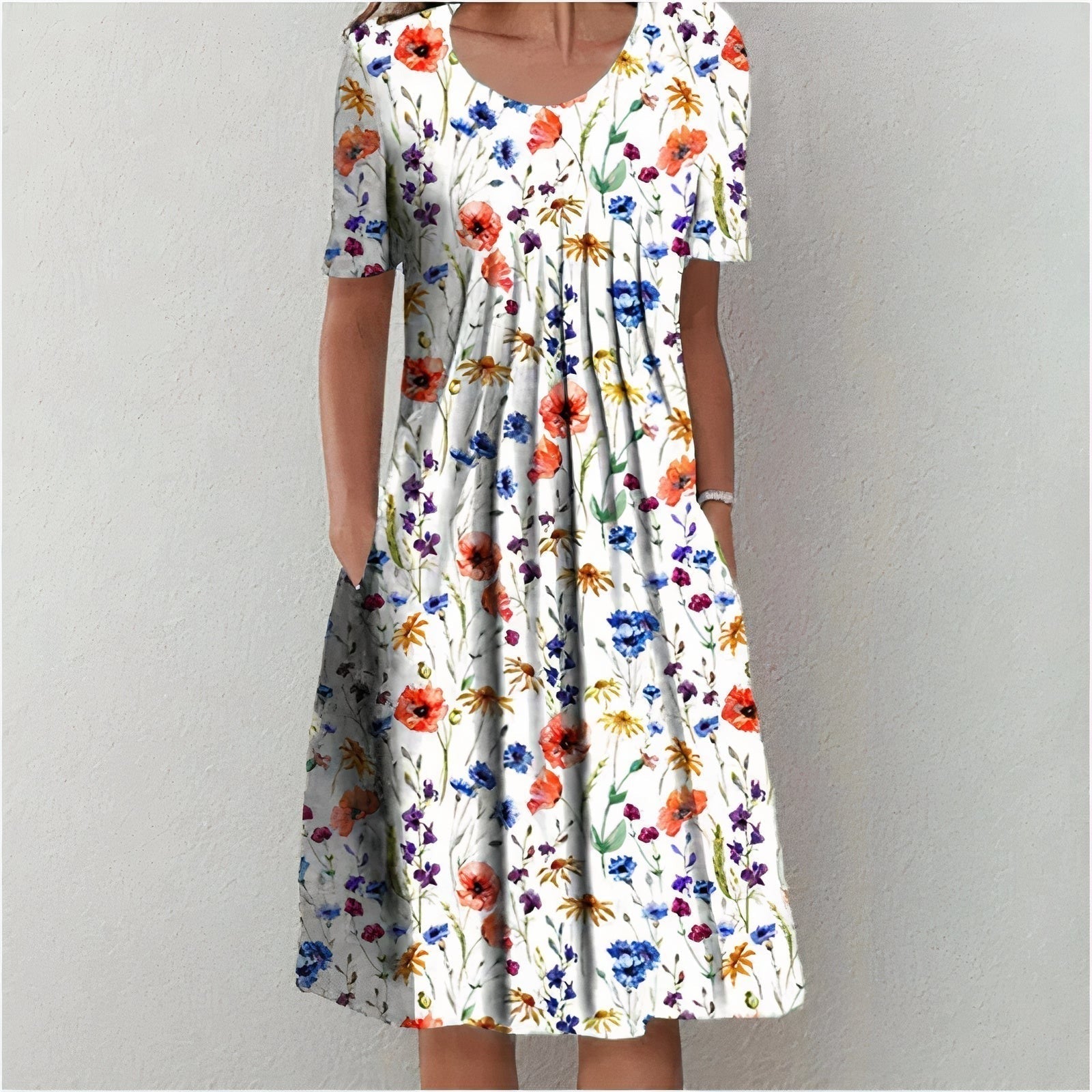 Floral Midi Dress - White