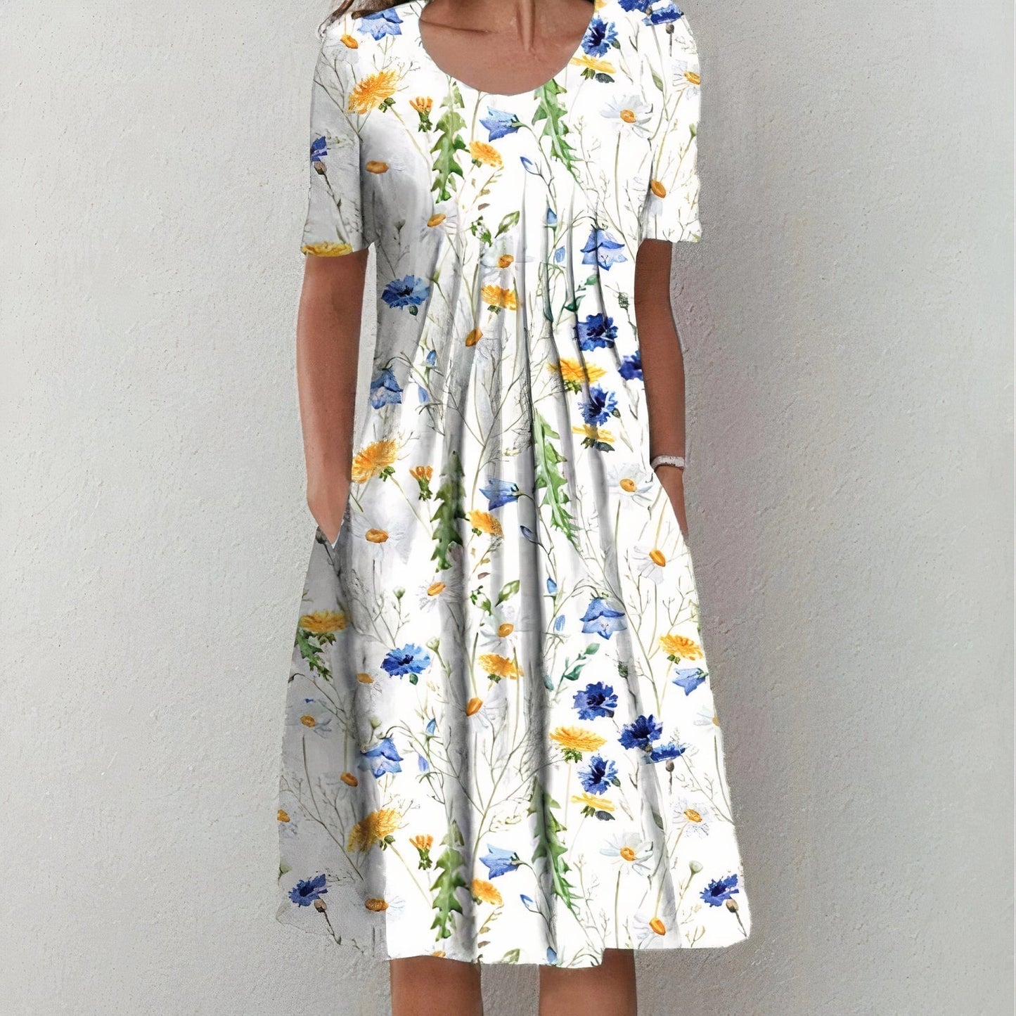 Floral Midi Dress - Light Yellow