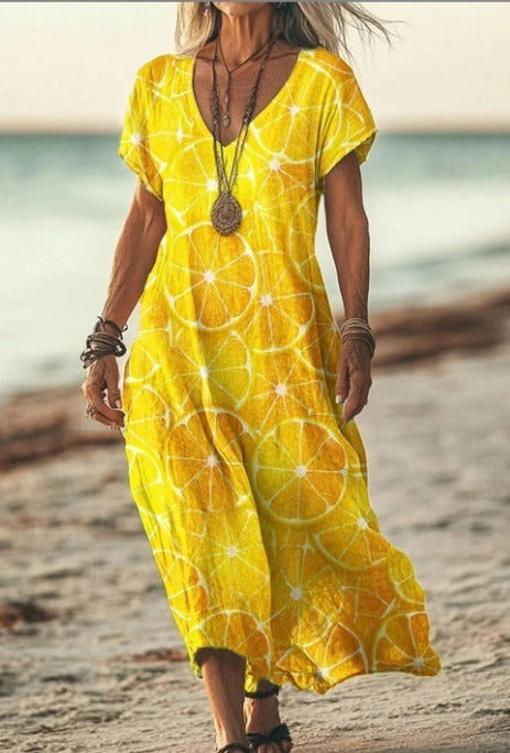 Boho Beach Maxi Dress - Yellow