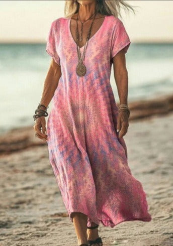 Boho Beach Maxi Dress - Peach