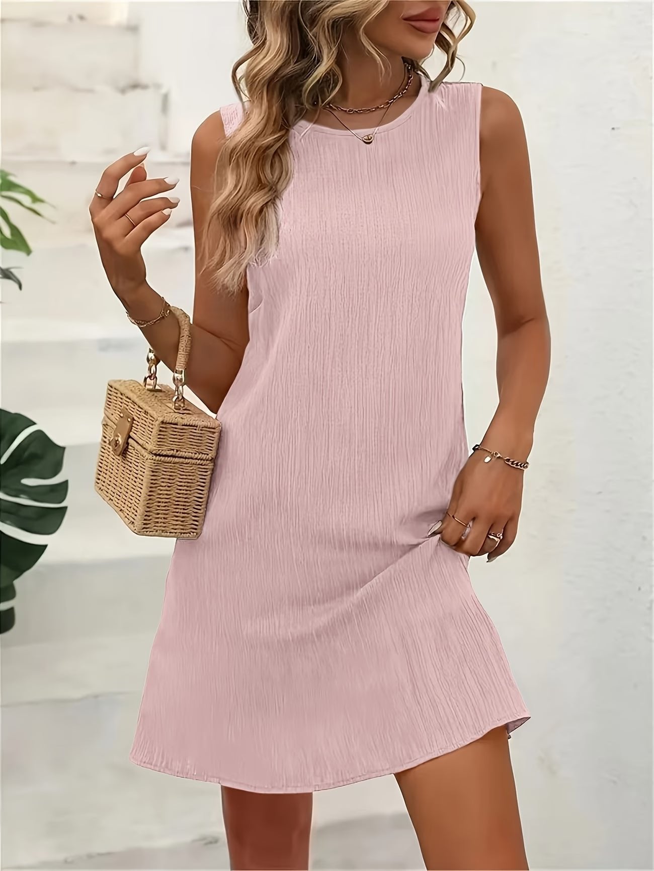 Women's Mini Shift Dress - Pink