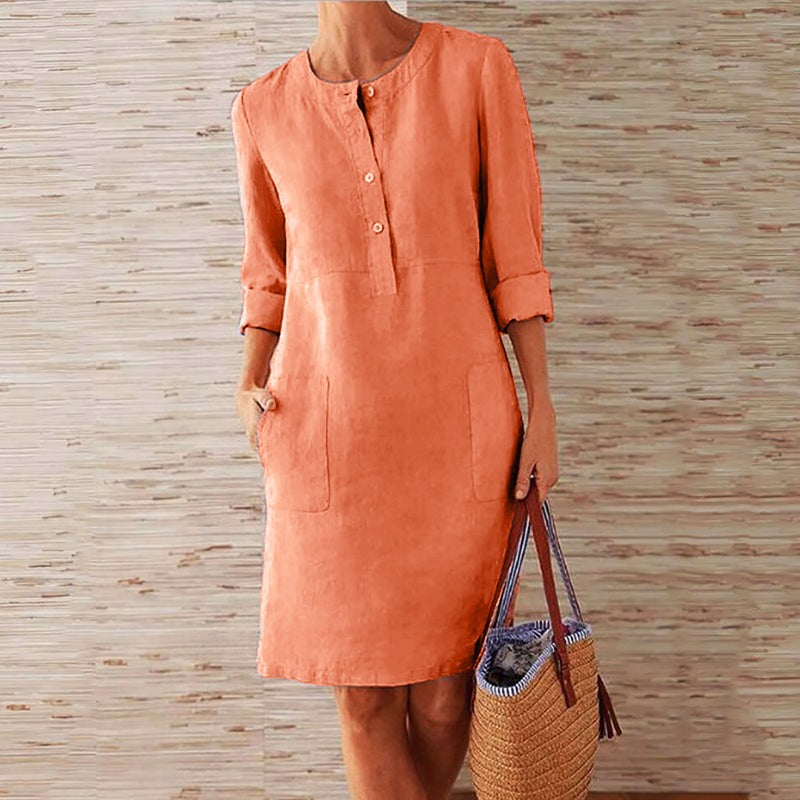 Casual Shift Dress - Orange