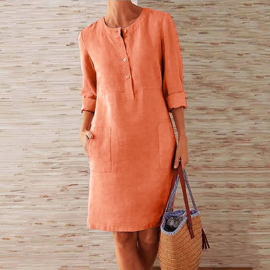 Casual Shift Dress - Orange
