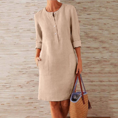 Casual Shift Dress - Beige