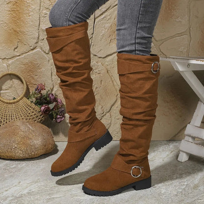 Knee High Riding Boots - Light Brown